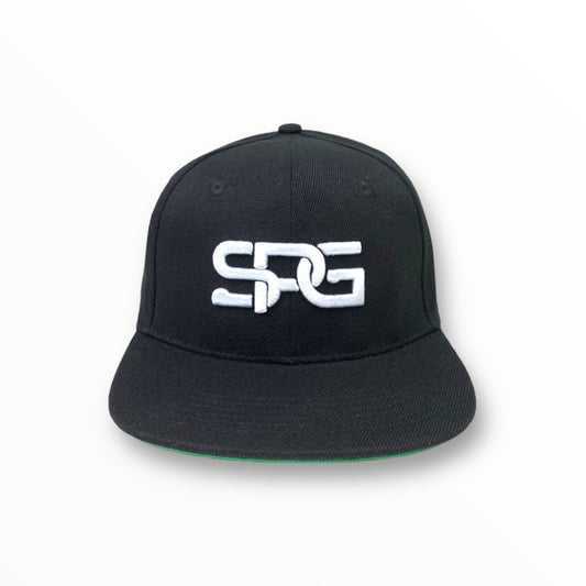 SPG Black Snap-back with White 3D Embroidery